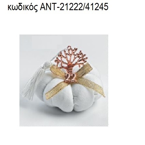 ΔΕΝΤΡΟ ΕΥΧΩΝ ΡΟΖ ΧΡΥΣΟ ΠΑΝΩ ΣΕ ΥΦΑΣΜΑΤΙΝΗ ΚΟΛΟΚΥΘΑ για γούρια - δώρα ΑΝΤ-21222/41245