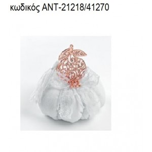 ΡΟΔΙ ΡΟΖ ΧΡΥΣΟ ΠΑΝΩ ΣΕ ΥΦΑΣΜΑΤΙΝΗ ΚΟΛΟΚΥΘΑ για γούρια - δώρα ΑΝΤ-21218/41270 