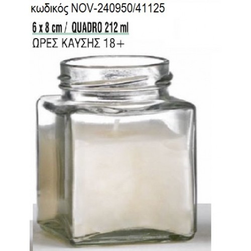 ΚΕΡΙ ΣΕ ΓΥΑΛΙΝΟ ΠΟΤΗΡΙ ΤΕΤΡΑΓΩΝΟ 6x8ΕΚ NOV-240950/41125