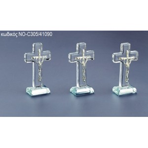 ΣΤΑΥΡΟΣ ΓΥΑΛΙΝΟΣ ΜΕ ΑΣΗΜΙ ΣΤΑΥΡΟ ΝΟ-C305/41090 