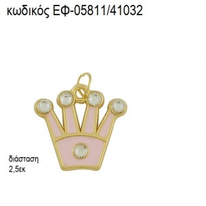 ΚΟΡΩΝΑ ΜΕ ΣΤΡΑΣ ΕΠΙΧΡΥΣΗ ΜΕ ΡΟΖ ΣΜΑΛΤΟ accessories για μπομπονιέρες - δώρα ΕΦ-05811/41032 